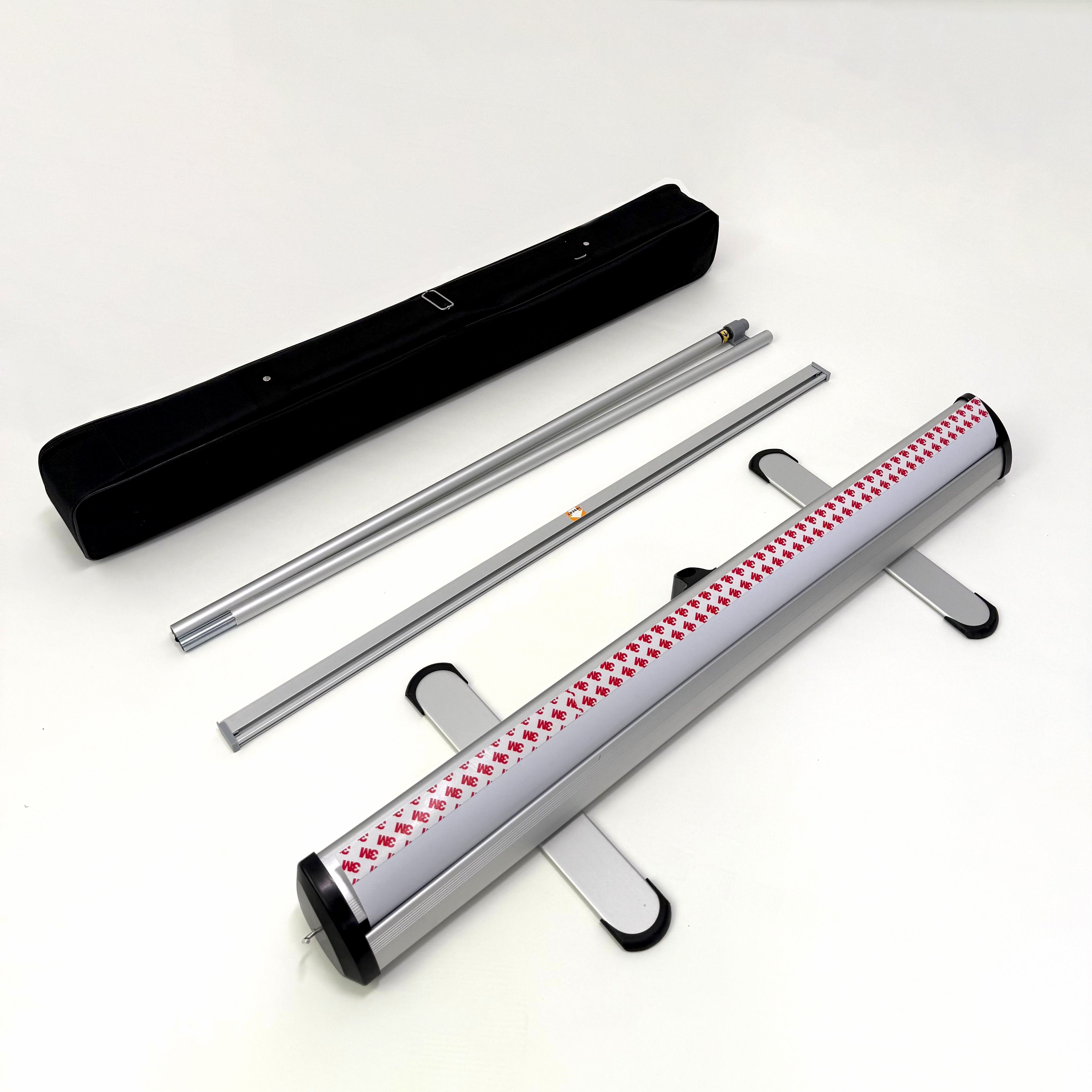 Roll-up stand package with carry case and hardware
